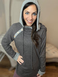 S-XL Waffle Knit Charcoal Hoodie