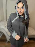 S-XL Waffle Knit Charcoal Hoodie
