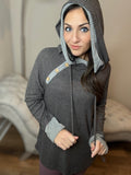 S-XL Waffle Knit Charcoal Hoodie