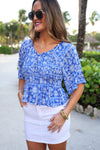 PREORDER - Jess Lea Greece Getaway Smocked Top