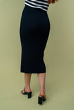 S-XL High-Waisted Solid Knit Pencil Skirt