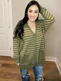 S-XL Oversized Olive Ribbed Cardigan