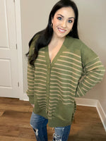 S-XL Oversized Olive Ribbed Cardigan