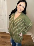 S-XL Oversized Olive Ribbed Cardigan