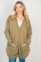 S-XL Oversized Olive Ribbed Cardigan