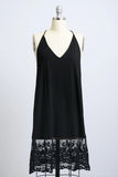 The Isabella T-Back Lace Black Midi Slip
