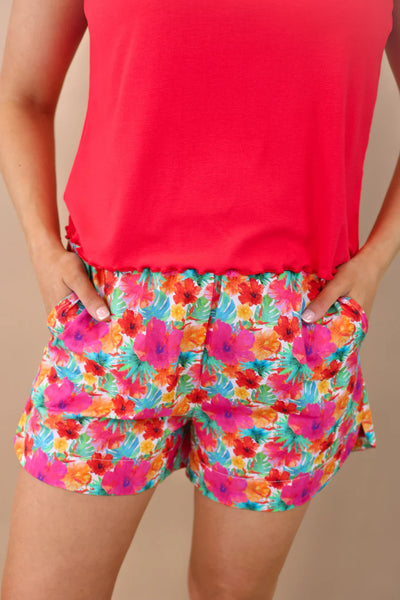 PREORDER - Jess Lea Casual Outing Shorts, Multi Tropical Floral