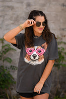 PREORDER - Faux Corgi Embroidery Graphic Tee in Youth & Adult
