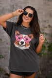 PREORDER - Faux Corgi Embroidery Graphic Tee in Youth & Adult