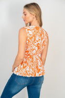 Sleeveless Fun Orange Floral Preplum Top