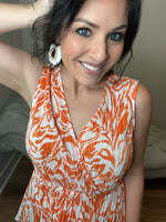 Sleeveless Fun Orange Floral Preplum Top