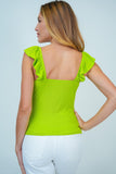 S L XL Sweetheart Lime Cinched Ribbed Top