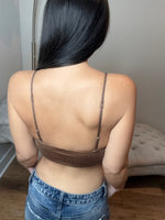 Velvet Plunge Longline Mocha Bralette