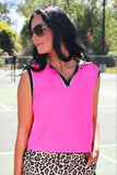 PREORDER - Everyday Polo Tank - Neon Pink Safari Chic
