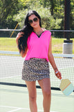 PREORDER - Everyday Polo Tank - Neon Pink Safari Chic