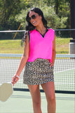 PREORDER - Everyday Polo Tank - Neon Pink Safari Chic