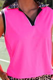 PREORDER - Everyday Polo Tank - Neon Pink Safari Chic