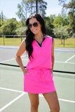 PREORDER - Everyday Polo Tank - Neon Pink Safari Chic