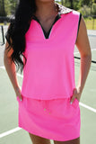 PREORDER - Everyday Polo Tank - Neon Pink Safari Chic