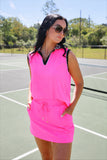 PREORDER - Everyday Polo Tank - Neon Pink Safari Chic