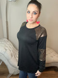 🔥Surprise Sale🔥Metallic Sequin Fun Long Sleeve Black Top