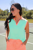 PREORDER - Everyday Polo Tank - Mint/Coral