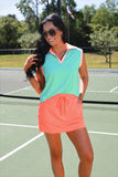 PREORDER - Everyday Polo Tank - Mint/Coral