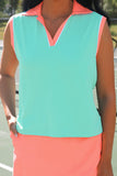 PREORDER - Everyday Polo Tank - Mint/Coral