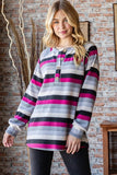 🔥SURPRISE SALE🔥Button Detailed Striped Beauty Puff Long Sleeve