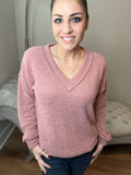 S-3X Dusty Rose Cozy Knit Long Sleeve Top