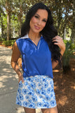 PREORDER - Everyday Polo Tank - Royal Blue/White