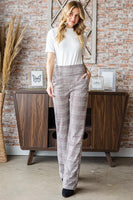 Brown Plaid Print Pants With Pockets