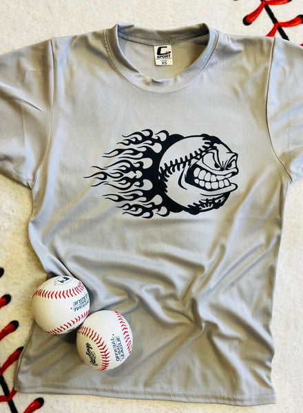 PREORDER - Blazing Baseball Face Dri Fit Short Sleeve Tee for Youth or Adult