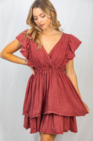 S M Ruffled Sleeveline Tiered Dress