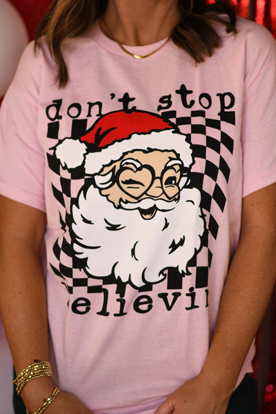 PREORDER - Don’t Stop Believin’ Santa Graphic Top