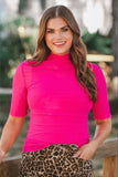 PREORDER - S-XL Jess Lea Kora Short Sleeve Mesh Top - Magenta