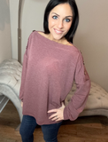 S 2X - Burgundy Faux Button Slit Top