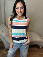 S-L Super Soft Different Colors Striped Sleeveless Top