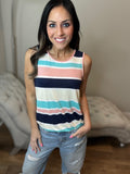 S-L Super Soft Different Colors Striped Sleeveless Top