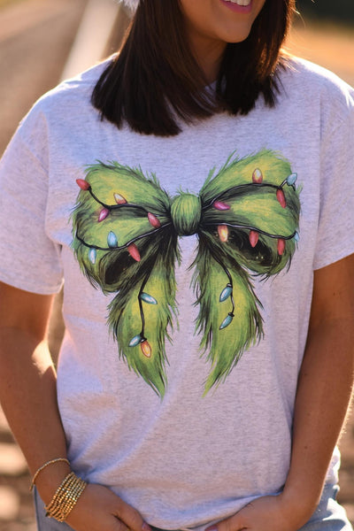 PREORDER - Grinch Christmas Bow Graphic Top