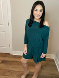 S M Hunter Green Romper With Waist Tie