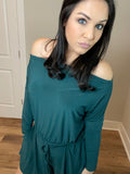 S M Hunter Green Romper With Waist Tie