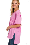 S XL - Zenana Raw Edge Boyfriend Oversized Tee