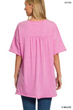 S XL - Zenana Raw Edge Boyfriend Oversized Tee