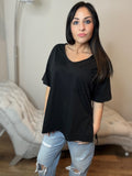 S XL - Zenana Raw Edge Boyfriend Oversized Tee