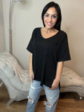 S XL - Zenana Raw Edge Boyfriend Oversized Tee