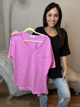 Zenana Raw Edge Boyfriend Oversized Tee - 2 Colors