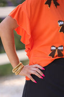 PREORDER - Jess Lea Sideline Sparkle Ruffle Top - Orange