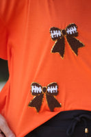 PREORDER - Jess Lea Sideline Sparkle Ruffle Top - Orange
