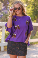 PREORDER - Jess Lea Sideline Sparkle Ruffle Top - Purple